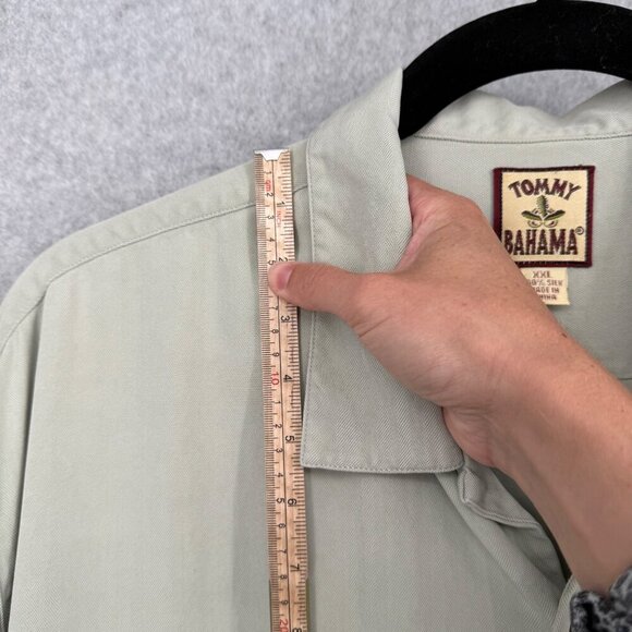 Tommy Bahama Mens Vintage 100% Silk Button Up Shirt Size XXL Green Camp Hawaiian - Picture 8 of 10